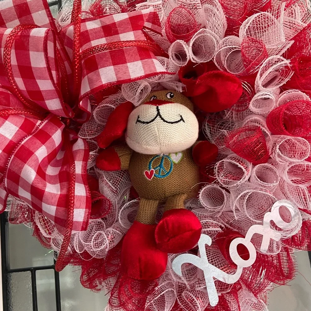 *Valentine's Day Red Heart Dan Dee Plush Wreath for Front Door